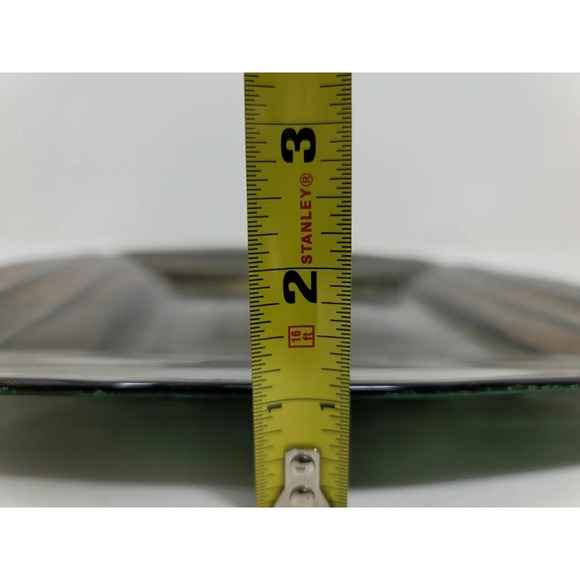 Vintage Mid Century Decorative Reverse Painted Metallic Gold/Green Plate - Picture 9 of 11